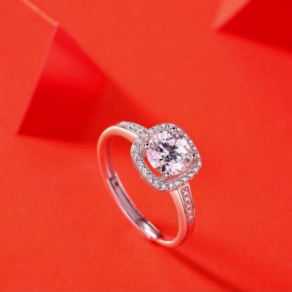 Certified 1ct. t.w. Diamond Moissanite Halo Engagement Ring NEW C - Picture 4 of 5